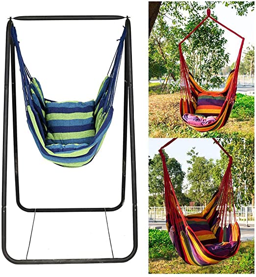 Lacegre Canvas Swing Chair Hanging Rope Chair Garden Indoor Outdoor Hammocks