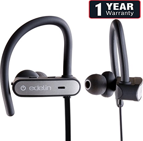 Edelin Wireless Headphones - Bluetooth Earbuds with Mic HD Stereo Noise Cancelling Waterproof IPX7 for Sport Running Gym Yoga - Compatible iPhone 8 Samsung Galaxy S8 Android iOS - Secure-fit Headset