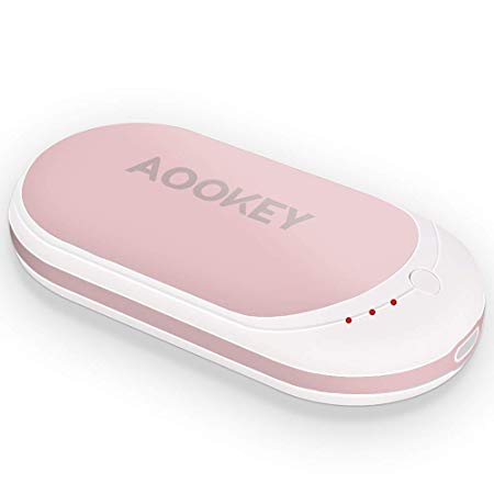 AOOKEY Hand Warmer Power Bank, 5200mAh USB Rechargeable Pocket Hand Warmer Portable Electric Hand Heater, Best Gifts for Men and Women in Cold Winter