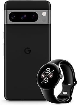 Google Pixel 8 Pro Obsidian, 256GB   Pixel Watch 2, Matte Black Aluminium, Obsidian Active Band – Wi-Fi