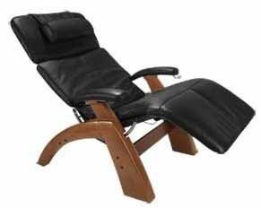 The Human Touch Power Electric Perfect Chair Recliner - PC95 / PC-095 Walnut Recline Wood Base Black Leather Pads - Interactive Health Zero Anti Gravity Chair