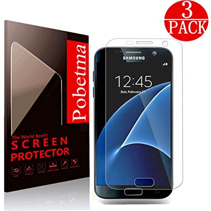 [3 Pack] Samsung Galaxy S7 Screen Protector, Pobetma [No Bubble][Easy to Install] PET HD Screen Protector Film For Galaxy S7