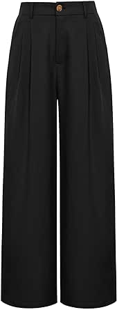 GRACE KARIN Wide Leg Pants for Women Cotton Linen Business Casual Long Trousers Palazzo Pants with Pockets