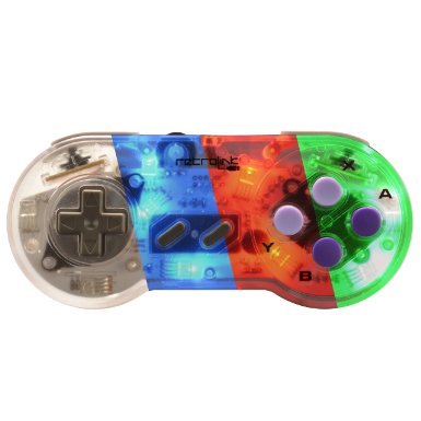 Retro-Link Wired SNES Style USB Controller BlueRedGreen LED On-Off Switch and Dimmer