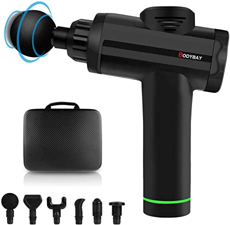 Bodybay Personal Massage Gun Deep Tissue Percussion Muscle Massager, Powerful Vibration Handheld 20 Adjustable Speeds Muscle Quiet Massager for Athletes Pain Relief and Recovery