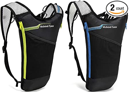 Mubasel Gear Hydration Backpack Pack with 2L BPA Free Bladder - Lightweight Pack Keeps Liquid Cool Up to 4 Hours - Outdoor Sports Gear for Running Hiking Cycling Skiing