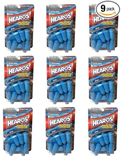 Hearos Ear Plugs Xtreme Protection, 14-Pair Foam Pack of 9 (33 NRR) New Super Size Package 126 Pairs