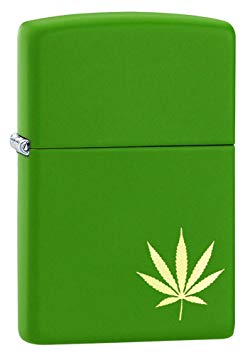 ZIPPO USA 29588 Brass Marijuana Leaf on The Side Lighter, Others (Green)