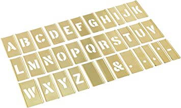 C.H. Hanson 10028 Brass Interlocking Stencil Letter Set, 33 pieces, 1 inch