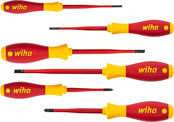 Wiha WHA-35389 VDE Slotted an Phillips Slim Fix Screwdriver Set (6 Pieces), 4.2 cm*35.6 cm*24.0 cm