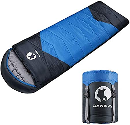 CANWAY Sleeping Bag with Compression Sack, Lightweight and Waterproof for Warm & Cold Weather, Comfort for 4 Seasons Camping/Traveling/Hiking/Backpacking, Adults & Kids