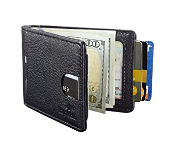 NapaWalli RFID Blocking Bifold Slim Genuine Leather Thin Minimalist Front Pocket Wallets for Men Money Clip Made From Full Grain Leather
