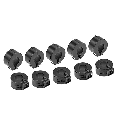 uxcell 15mm Ferrite Cores Ring Clip-On RFI EMI Noise Suppression Filter Cable Clip, Black 10pcs