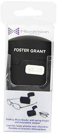 Foster Grant MicroVision Gideon Compact Reading Glasses,  2.00