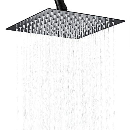 Rainfall Shower Head,10 inch High Pressure Showerhead Made of 304 Stainless Steel with Swivel Ball Joint,Matte Black