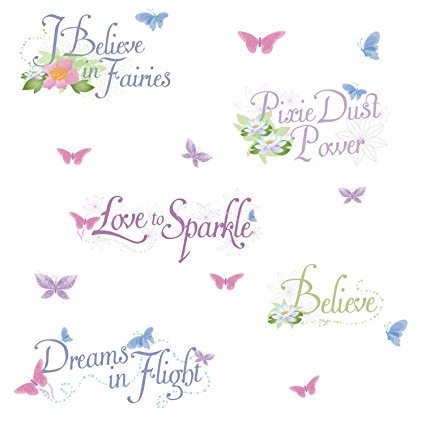 Roommates Rmk1515Scs Disney Fairies Glitter Phrases Peel & Stick Wall Decals