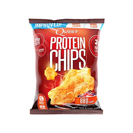 Quest Nutrition Protein Chips, BBQ, 21g Protein, 3g Net Carbs, 130 Cals, Low Carb, Gluten Free, Soy Free, Potato Free, Baked, 1.2oz Bag, 8 Count, Packaging May Vary