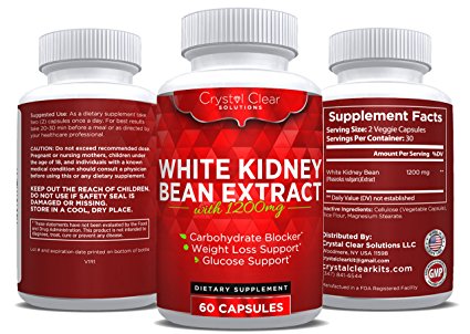 Pure White Kidney Bean Extract- Best for Weight Loss, Carb Blocker and Reduces Fat From Forming (60 Caps) (60)