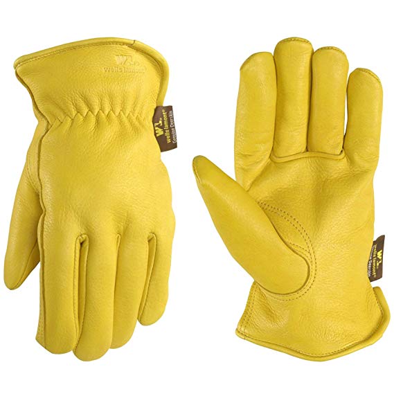 Men's Deerskin Winter Work Gloves,100-gram Thinsulate Insulation, Fleece-Lined, Medium (Wells Lamont 963M)