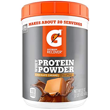 Gatorade Whey Protein Powder, Chocolate Caramel, 21 Ounce (20 servings per canister, 20 grams of protein per serving)