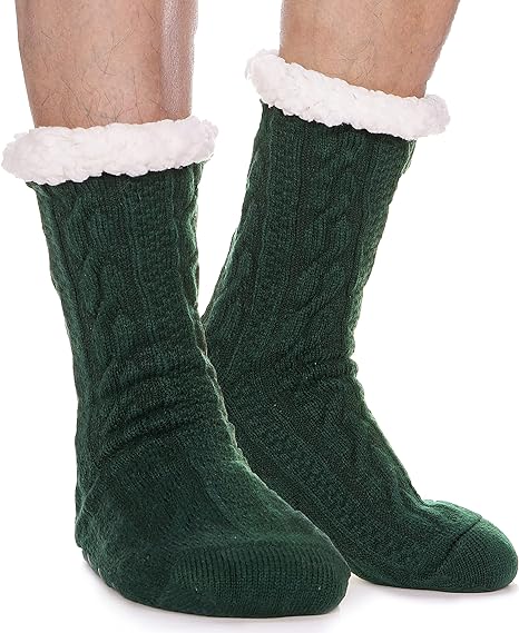 EBMORE Mens Slipper Fuzzy Socks Winter Cozy Fluffy Cabin Warm Fleece Soft Comfy Thick Non Slip Home Socks