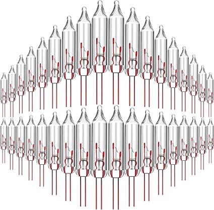 Mudder 60 Count Replacement Bulbs, Wire Christmas Light Set Mini Xmas Light Christmas Decorations, 2.5 Volt, RBG-25M (Clear) (Clear)