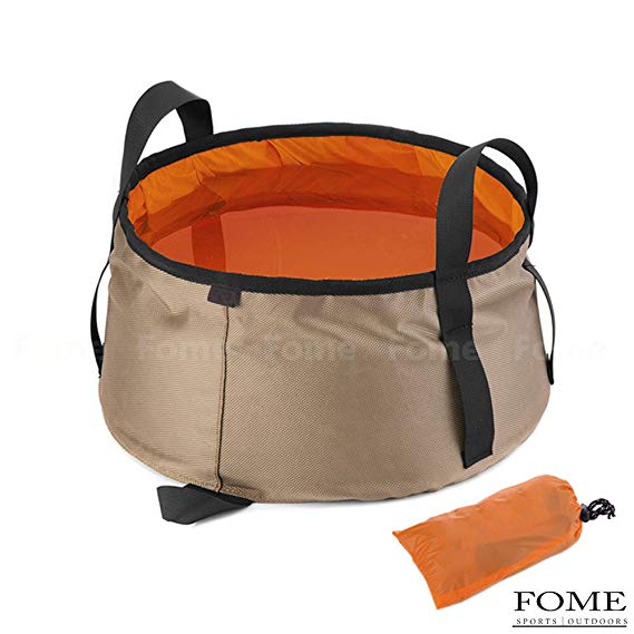 Collapsible Bucket, FOME Sports&Outdoors 10L/2.64US Gal Portable Collapsible Foldable Outdoor Water Wash Bucket Washbasin Footbath Basin Water Bag Wash Bucket Perfect Gear for Camping Hiking