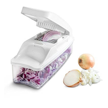 Bellemain Dicer/Slicer Includes Interchangeable Inserts for 1/4" Dice, 1/2" Dice & 1/4" Julienne, Catchment/Storage Container, Storage Lid and Cleaning Brushes