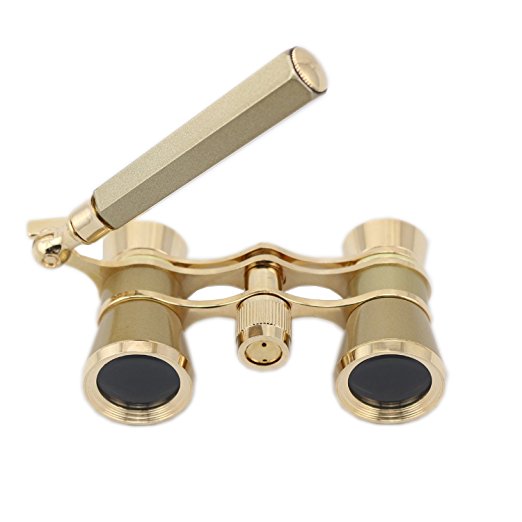 OPO Opera Theater Horse Racing Glasses Binocular Telescope With Handle (Gold with Gold Trim) 3X25