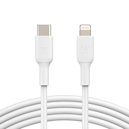 Belkin PVC USB-C to Lightning Cable (Boost Charge USB-C to Lightning Cable for iPhone 12 Mini, iPhone 12, 12 Pro, 12 Pro Max and More) MFi-Certified iPhone Charging Cable, 3.3ft/1m- White