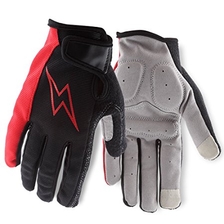 URPOWER Cycling Gloves Bike Gloves Bicycle Gloves Breathable Touch Recognition Full Finger Road Racing Gloves Mountain Bike Gloves Light Outdoor Gel Pad Riding Gloves for Men/Women (Black & Red, L)