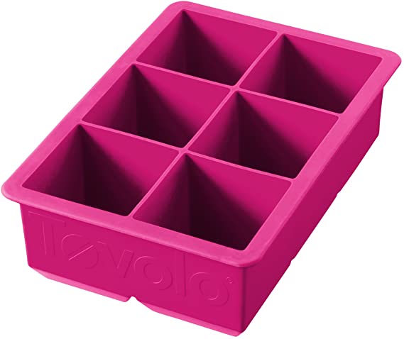 Tovolo 81-2463 Inch Large King Craft Ice Mold Freezer Tray of 2" Cubes for Whiskey, Bourbon, Spirits & Liquor Drinks, BPA-Free Silicone, Set of 1, Fuchsia