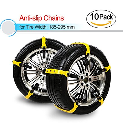 Chain Tire, Tire Chains for Trucks, Snow Chains for Cars/SUVs, Tire Chains Tensioner Adjustable Ice Chains for Tires Snow Tire Chains Tighteners for Truck /Car/SUV Tire Width with 7.3-11.6in/Set of 10