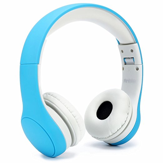 Anble Volume Limited Foldable Wired Kids Headphones with a Microphone for Children - Blue