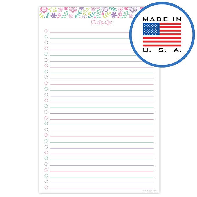 321Done to Do List Planning Pad - 50 Sheets (5.5" x 8.5") to-Do's Notepad Tear Off, Planner Checklist Organizing - Made in USA - Floral Collage