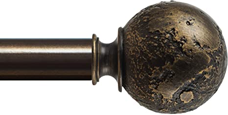 KAMANINA 1 Inch Single Curtain rods 72-144 Inches, Planet Concept Finials, Bronze