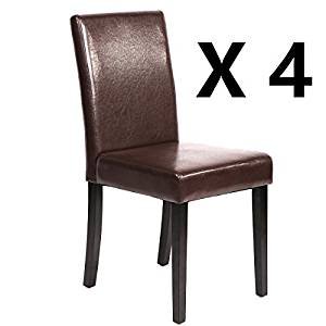 Set of 4 Urban Style Leather Dining Chairs With Solid Wood Legs Chair