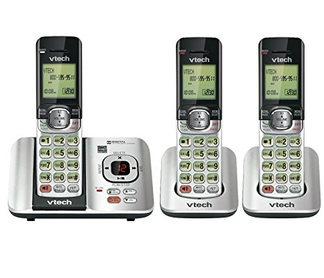 VTech CS6529-3 DECT 6.0 Phone Answering System with Caller ID/Call Waiting with 3 Cordless Handsets, Silver/Black