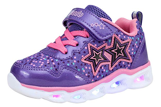 COODO Toddler Kid Girls Sneakers Flashing Glitter Shoes