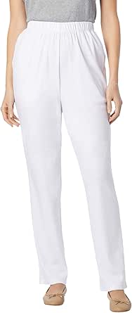 Woman Within Plus Size 7-Day Knit Straight Leg Pant Stretch Elastic Waist Petite & Tall