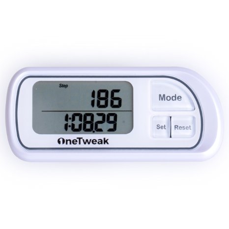 Pedometer for Walking! Back-to-Basics Clip-on Step Counter w/lanyard! Perfect Fitness/Exercise Tool. 30 Day Memory! OneTweak Peds Rate Exceptionally Accurate! Low on Fancy; High on Quality!