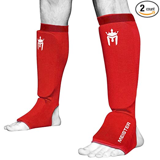 Meister MMA Elastic Cloth Shin & Instep Padded Guards (Pair)