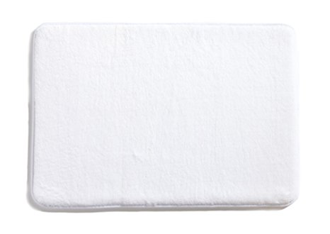 Plush Memory Foam Anti-Fatigue Bath Mat. Multi-Purpose, Non-Slip, Absorbent Laundry Room, Kitchen, Bath and Shower Rug. Eleanora Collection By Great Bay Home Brand. (Optic White, 17" x 24")