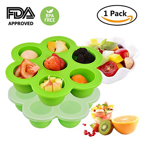 Baby Food Freezer Tray Food Storage Container with Clip-on Lid by Adkwse, Baby Food Mold Pan for Homemade Baby Food, Vegetable & Fruit Purees, Pudding and Breast Milk - BPA Free & FDA Approved