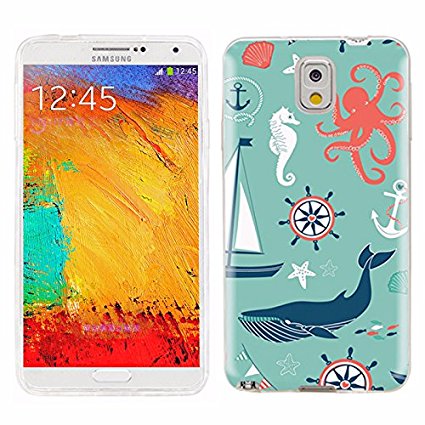 note3 Case, Samsung note 3 Case, Galaxy note3 Case , ChiChiC full Protective unique Case slim durable Soft TPU Cases Cover for Samsung Galaxy Note3 N900A N900V N9000 N9002 N9005 N900P N900T,navy anchor whale sea horse octopus