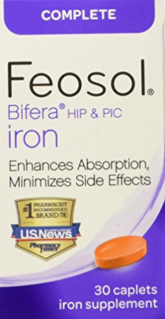 Feosol Bifera HIP & PIC Iron Supplement Complete Caplets 30.0 ea. (Quantity of 3)
