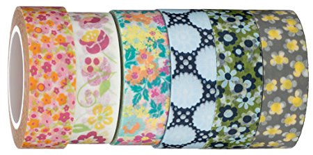 Washi Tape | Evermae Design Co. -- Colorful Floral Premium Japanese Washi Tape, Set of 6 Rolls