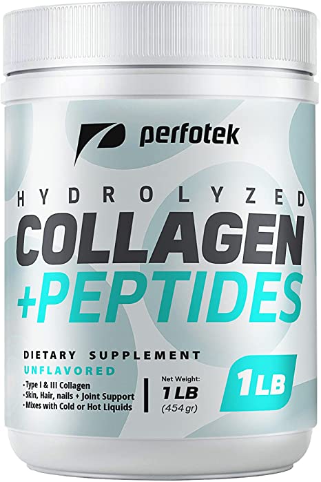 Perfotek Hydrolyzed Collagen Peptides Powder Pasture Raised Cattle NonGMO GrassFed GlutenFree Unflavored and Easy to Mix Premium Beef Protein Keto Diet 1 LB (Package May Vary)