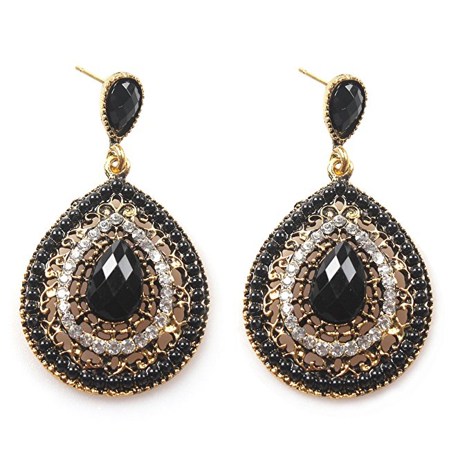 Women's Gift Boho Style Vintage Crystal Beaded Statement Drop Earrings