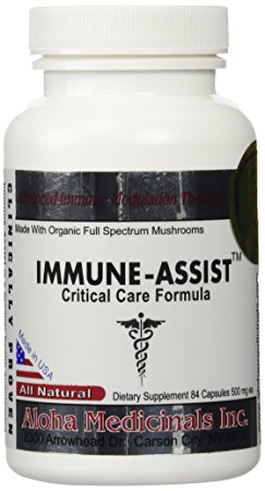 Aloha Medicinals - Immune Assist Critical Care Formula - Potent Immune Support - Certified Organic Mushroom Supplement - 500mg - 84 Vegetarian Caps